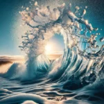 ondas do mar congelando no momento em que quebram na praia - papel de parede para celular